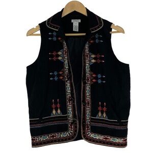 Graff by Um black southwest style embroidered black vest wms sz small